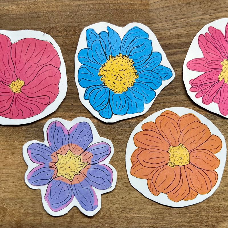 5 flower stickers