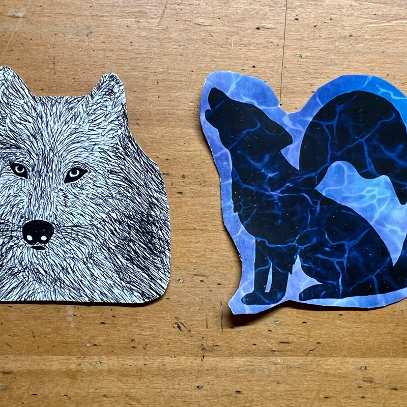 2 wolf stickers